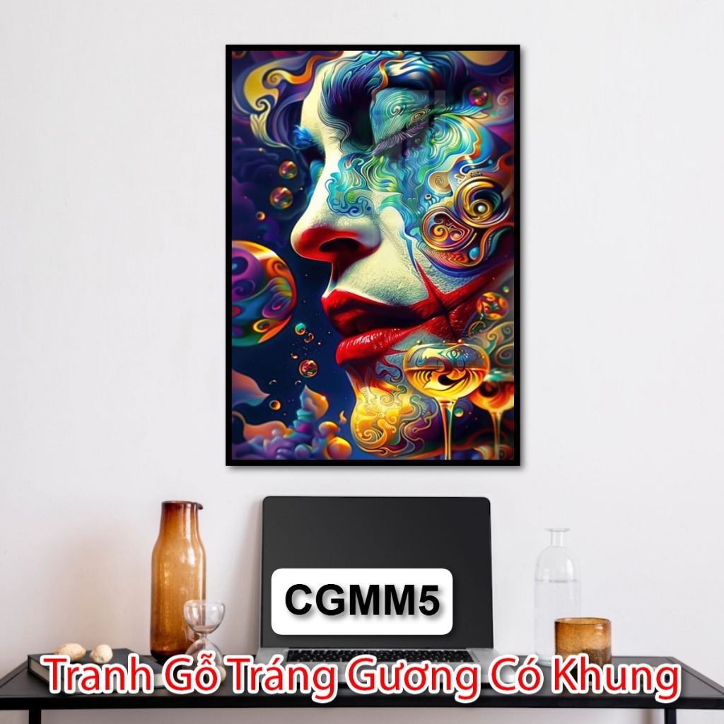 Tranh Nghệ Thuật Cổ Điển Cô Gái Tráng Gương - Tranh Nghệ Thuật Cô Gái Màu Mè Có Khung - Tranh Trang Trí Decor