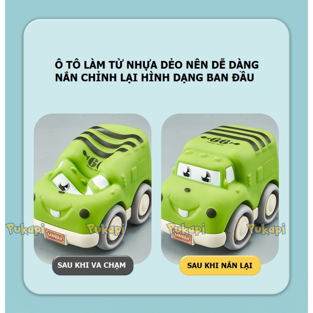 Set 6 Xe Rattle Cars Hoạt Hình Xe Đồ Chơi Dành Cho Bé Hộp 6 Xe Từ 1 Tuổi Nhựa Dẻo Siêu Bền - Đồ Chơi Cho Bé PUKAPI