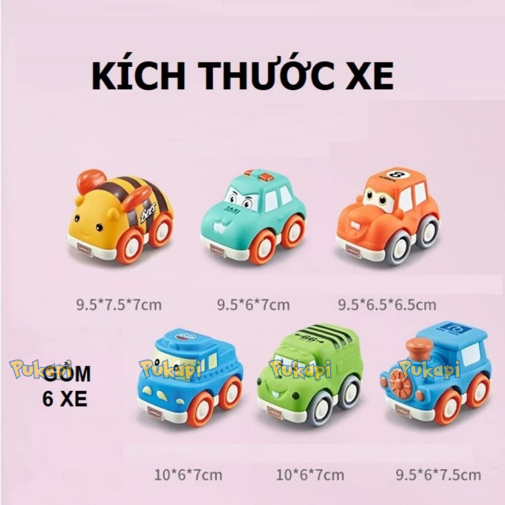 Set 6 Xe Rattle Cars Hoạt Hình Xe Đồ Chơi Dành Cho Bé Hộp 6 Xe Từ 1 Tuổi Nhựa Dẻo Siêu Bền - Đồ Chơi Cho Bé PUKAPI