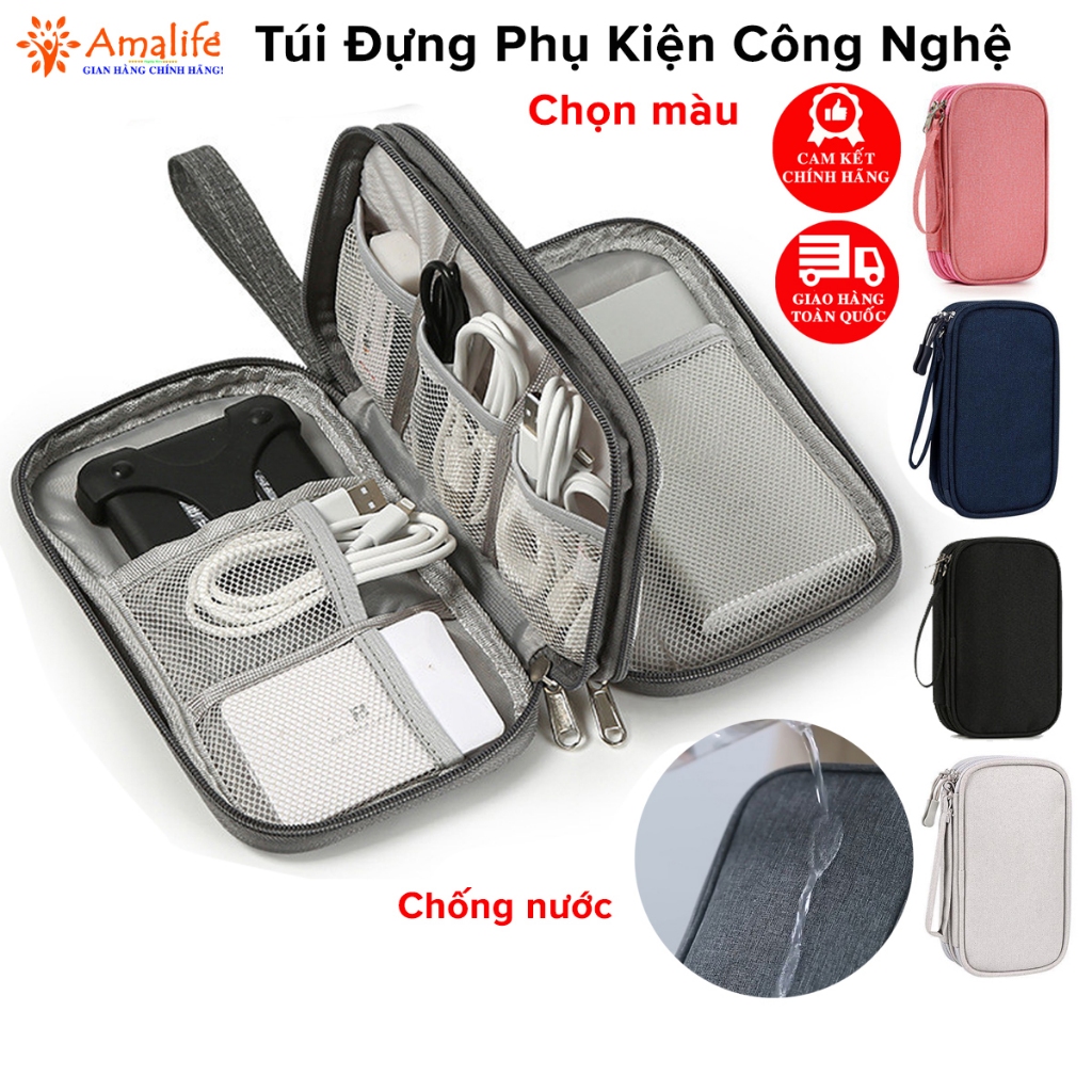 Ảnh Túi Đựng Phụ Kiện Công Nghệ Không Thấm Nước, Đựng Đa Năng Điện Thoại Có Quai Xách Mini Đi Du Lịch Chính Hãng Amalife 1