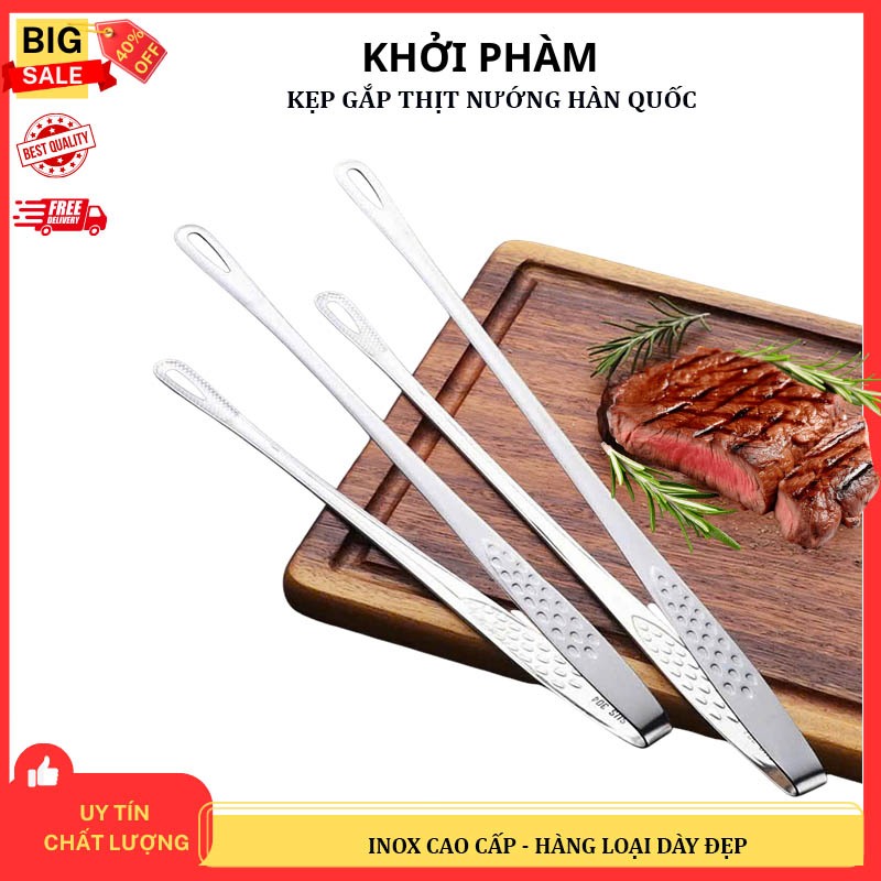 Kẹp Gắp Thức Ăn Inox Kiểu Hàn Khởi Phàm KP-KRJ Cán Dài 24cm Thép Không ...