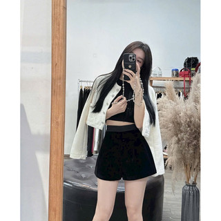 Áo dạ tweed dày dặn sang chảnh dáng crotop hai màu trắng đen LAVIAN D01