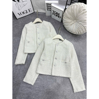 Áo dạ tweed dày dặn sang chảnh dáng crotop hai màu trắng đen LAVIAN D01