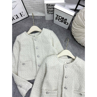 Áo dạ tweed dày dặn sang chảnh dáng crotop hai màu trắng đen LAVIAN D01