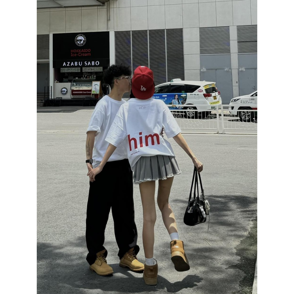 Áo Thun UNISEX Cặp Đôi Couple Circle Her Him Cotton 100% 250gsm Form Rộng Thoáng Mát-ĐPP02- CÓ HỘP