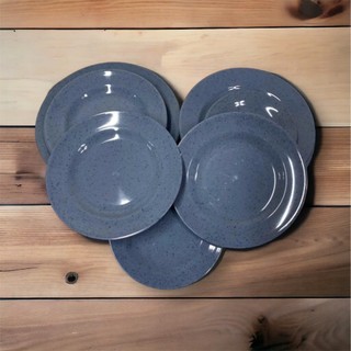 Đĩa nhựa melamine - đĩa cạn lòng - đĩa màu vân đá xanh dương - Đĩa cơm tấm - Trường An VN