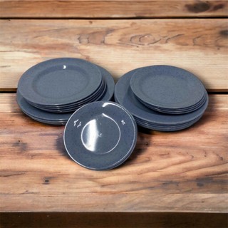 Đĩa nhựa melamine - đĩa cạn lòng - đĩa màu vân đá xanh dương - Đĩa cơm tấm - Trường An VN