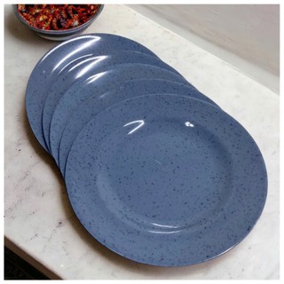 Đĩa nhựa melamine - đĩa cạn lòng - đĩa màu vân đá xanh dương - Đĩa cơm tấm - Trường An VN