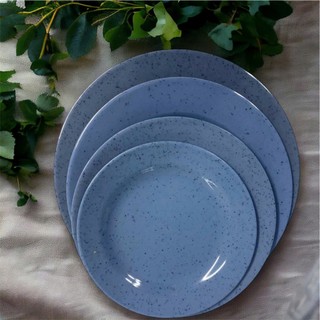 Đĩa nhựa melamine - đĩa cạn lòng - đĩa màu vân đá xanh dương - Đĩa cơm tấm - Trường An VN