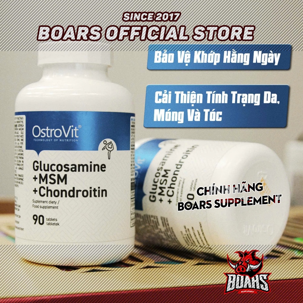 GLUCOSAMINE + MSM + CHONDROITIN - HỖ TRỢ XUONG KHỚP HÀM LƯỢNG CAO 3 TRONG 1 CỦA OSTROVIT (90 VIÊN)