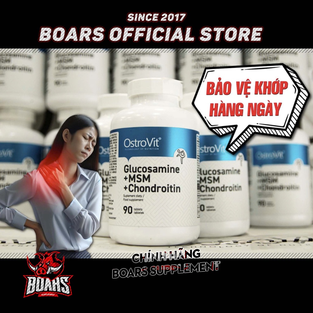 GLUCOSAMINE + MSM + CHONDROITIN - HỖ TRỢ XUONG KHỚP HÀM LƯỢNG CAO 3 TRONG 1 CỦA OSTROVIT (90 VIÊN)