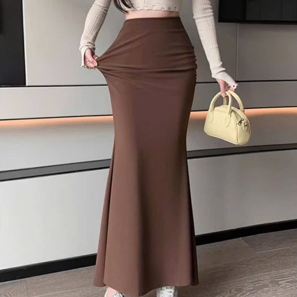 Chân Váy Đuôi Cá Dáng Dài 105cm Bigsize ESHOP Ôm Body Thun Gân Hàn Co Giãn Quyến Rũ MS5017