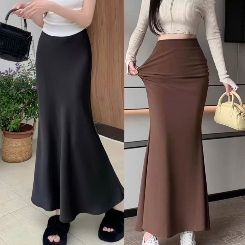 Chân Váy Đuôi Cá Dáng Dài 105cm Bigsize ESHOP Ôm Body Thun Gân Hàn Co Giãn Quyến Rũ MS5017