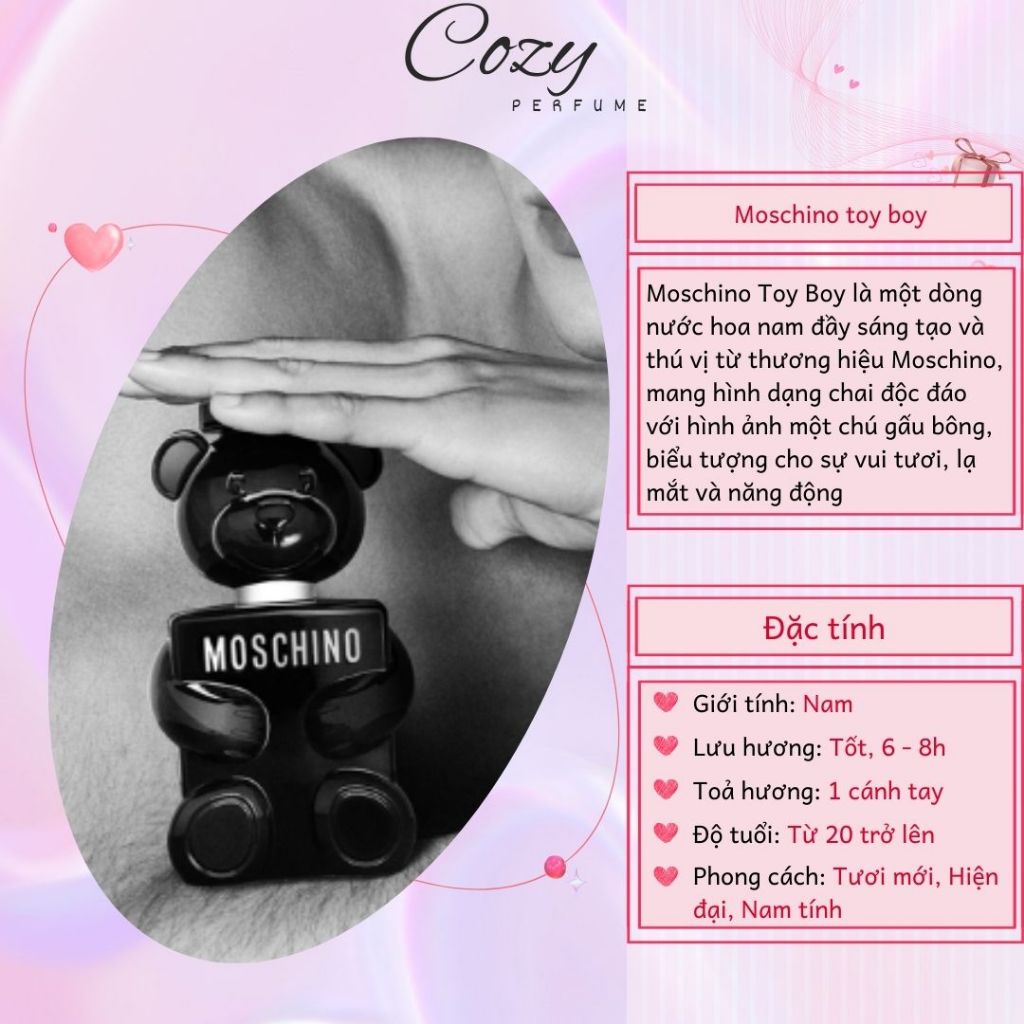 Nước hoa nam Moschino toy boy Chiết 5ml/10ml Hương thơm Tươi mới, Hiện đại, Nam tính - Cozy Perfume