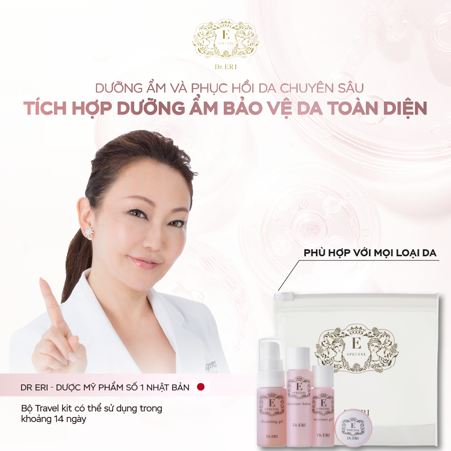 Bộ kit dưỡng da cấp ẩm chuyên sâu tiện lợi E-Special Travel Set 4 món