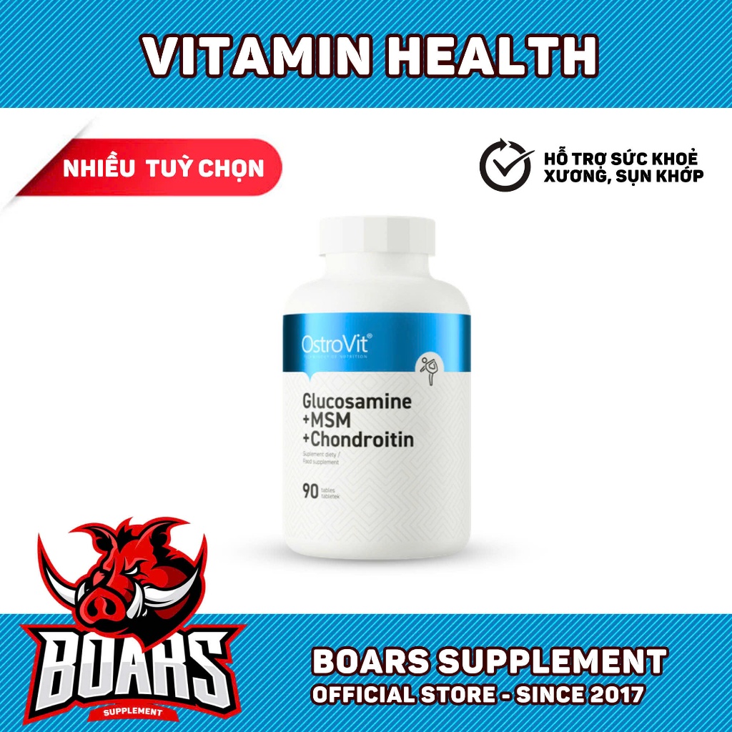 GLUCOSAMINE + MSM + CHONDROITIN - HỖ TRỢ XUONG KHỚP HÀM LƯỢNG CAO 3 TRONG 1 CỦA OSTROVIT (90 VIÊN)