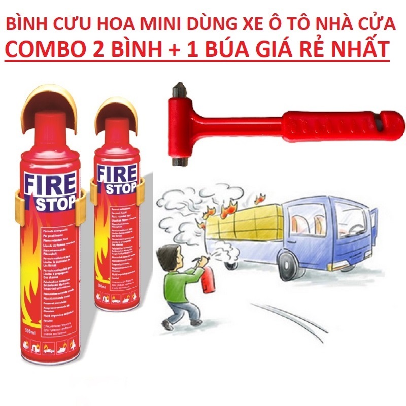 Búa Thoát Hiểm Và BjnH Cứ Hoa9 1000 ML  để trên xe ô tô nhà bếp phòng khi khẩn cấp