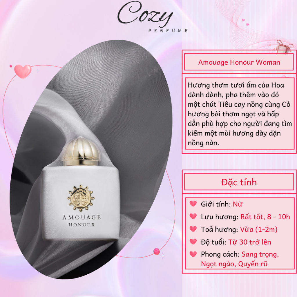 Nước hoa nữ Am0uage Honour Woman Chiết 5ml/10ml Hương thơm Sang trọng, Ngọt ngào - Cozy Perfume