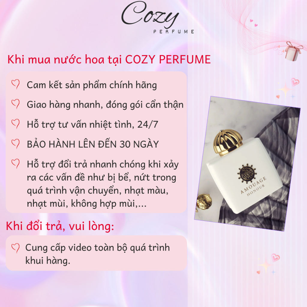 Nước hoa nữ Am0uage Honour Woman Chiết 5ml/10ml Hương thơm Sang trọng, Ngọt ngào - Cozy Perfume