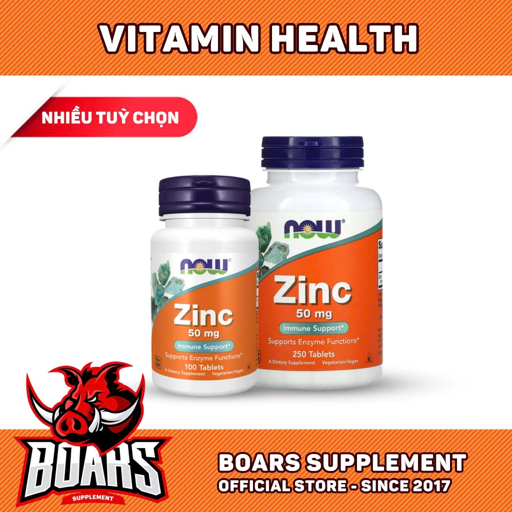 VIÊN UỐNG NOW ZINC GLUCONATE 50MG HÀM LƯỢNG CAO, TĂNG CƯỜNG SỨC KHỎE