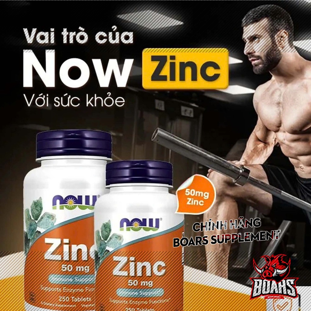 VIÊN UỐNG NOW ZINC GLUCONATE 50MG HÀM LƯỢNG CAO, TĂNG CƯỜNG SỨC KHỎE