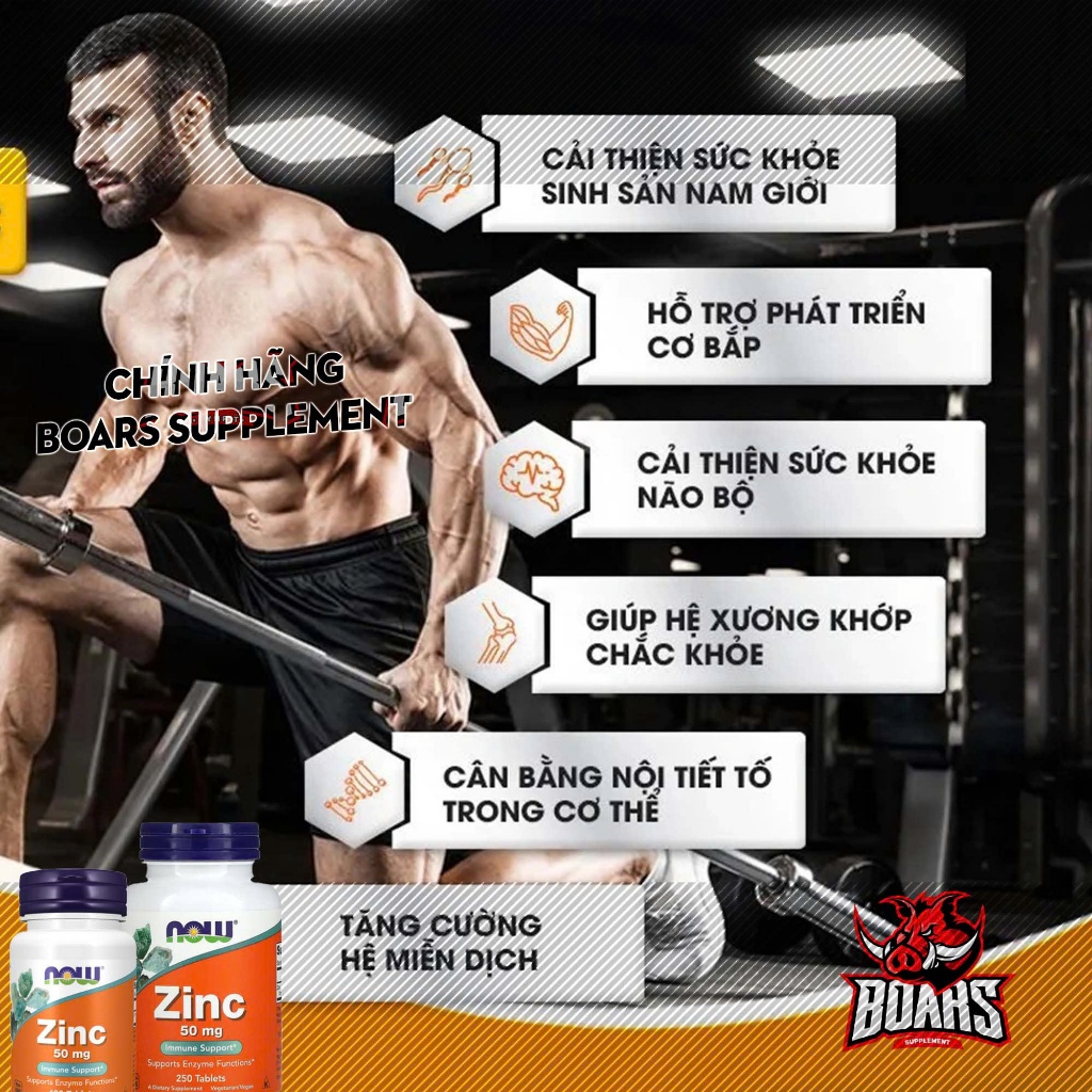 VIÊN UỐNG NOW ZINC GLUCONATE 50MG HÀM LƯỢNG CAO, TĂNG CƯỜNG SỨC KHỎE