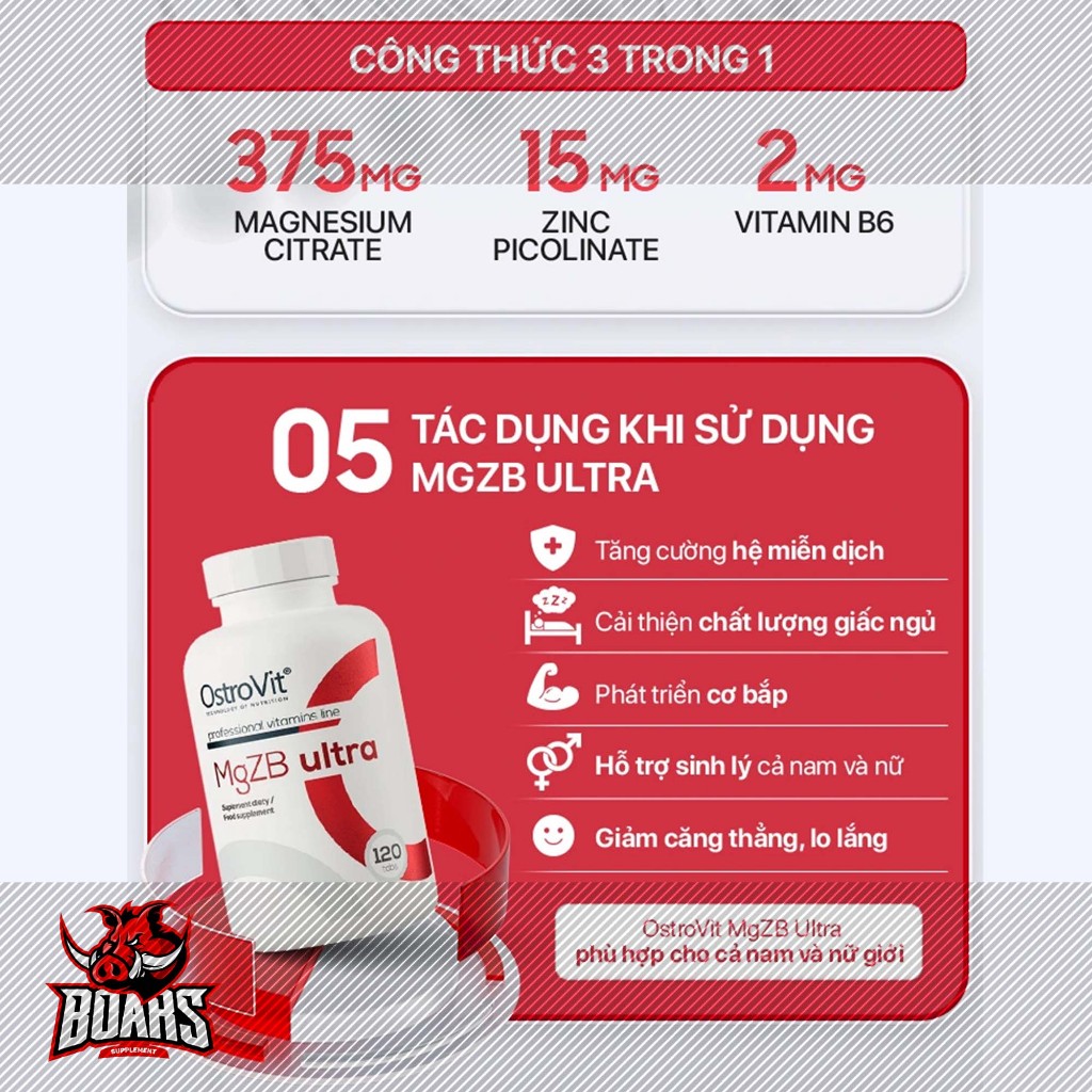 OSTROVIT ZMA MGZB BỔ SUNG VITAMIN GIÚP TĂNG TEST SỨC MẠNH ,HỆ MIỄN DỊCH CHO NỮ, TESTOSTERONE CHO NAM