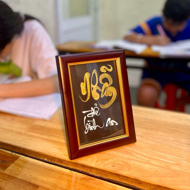 Tranh chữ thư pháp để bàn có chân chống, treo góc làm việc, nét chữ thủ công, handmade