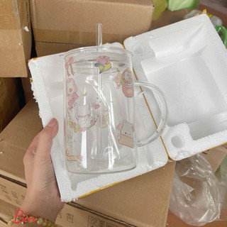 Cốc thuỷ tinh siêu sang dung tích 1000ml hoạ tiết cute