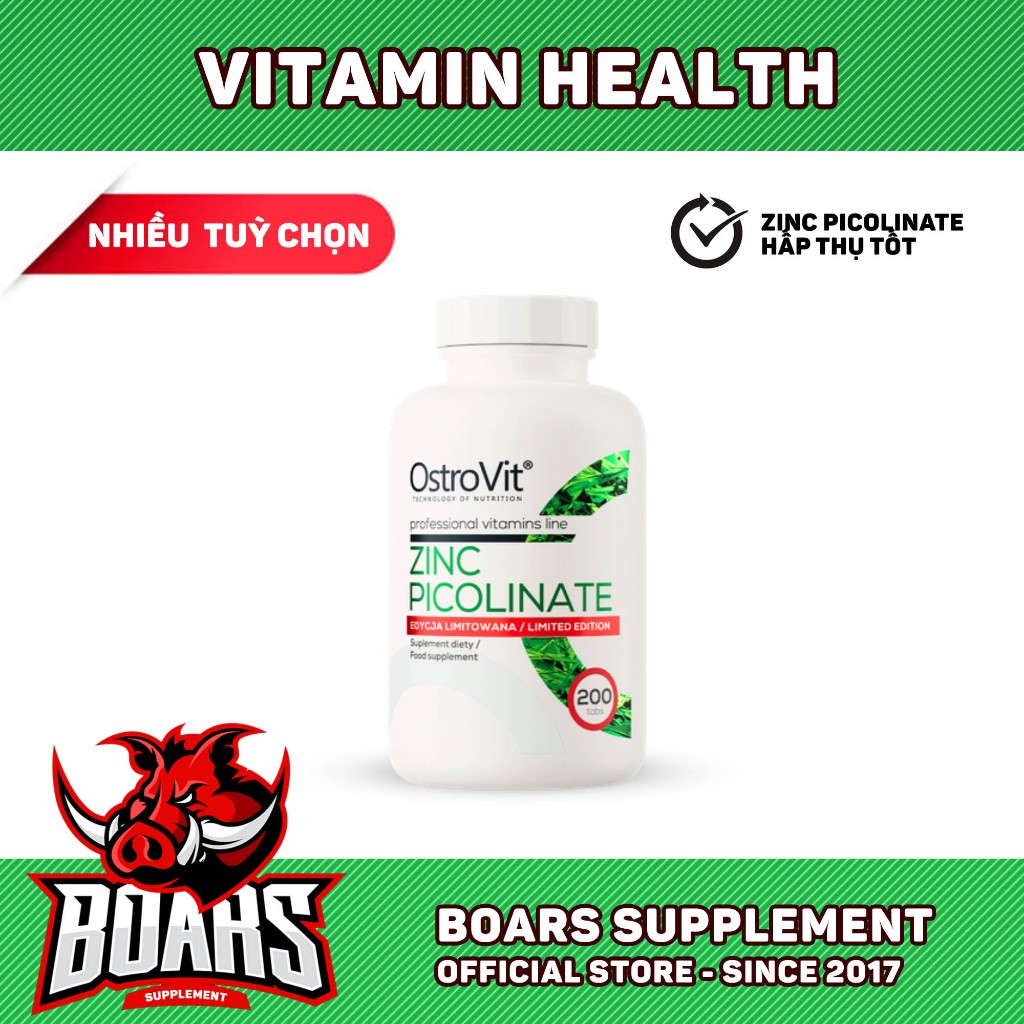 OSTROVIT ZINC PICOLINATE VIÊN KẼM TĂNG ĐỀ KHÁNG, ĐIỀU HÒA NỘI TIẾT TỐ, GIẨM VIÊM MỤN, TĂNG TEST