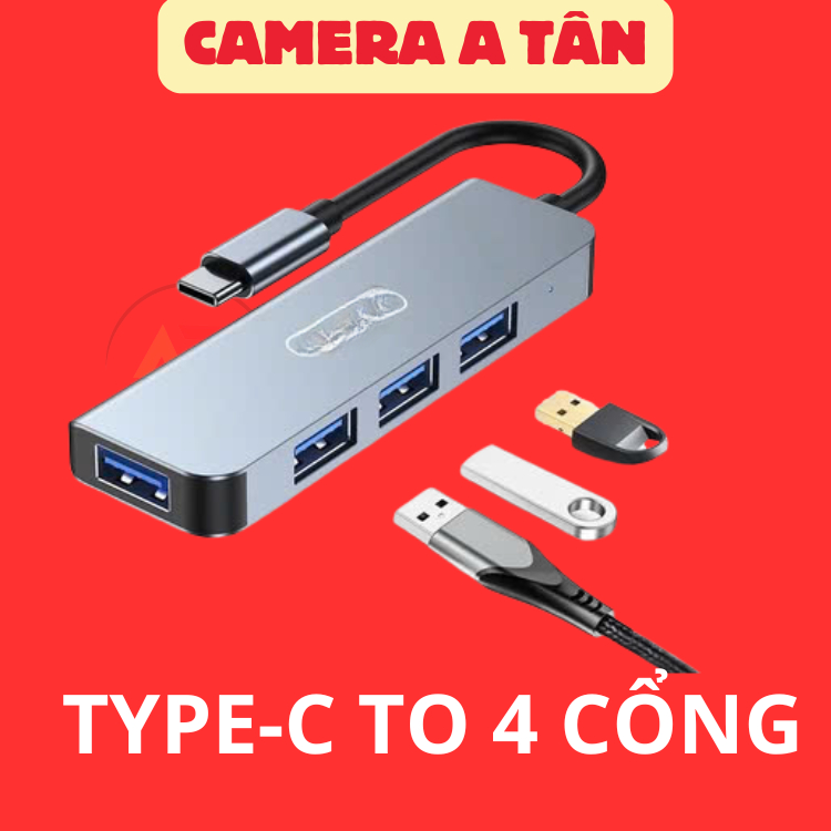 Hub USB và Hub Type-C 4 in 1 phù hợp với tất cả các dòng laptop, máy ...