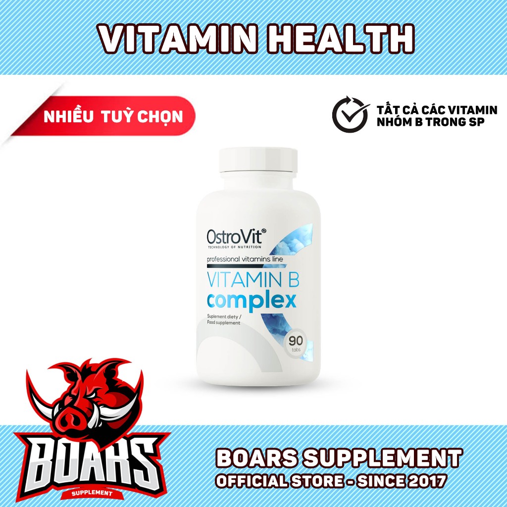 OSTROVIT VITAMIN B6 COMPLEX - BỔ SUNG VITAMIN NHÓM B, TỔNG HỢP PROTEIN GIÚP TĂNG CƠ BẮP (90 VIÊN)