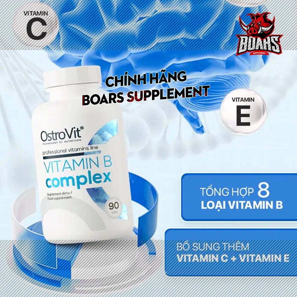 OSTROVIT VITAMIN B6 COMPLEX - BỔ SUNG VITAMIN NHÓM B, TỔNG HỢP PROTEIN GIÚP TĂNG CƠ BẮP (90 VIÊN)