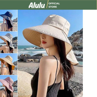 Mũ Chống Nắng Vành Rộng - Có Khăn Choàng Bảo Vệ Cổ,mũ Nắng Trơn Cho Mùa Hè,kho Sỉ Gia Dụng Aluu