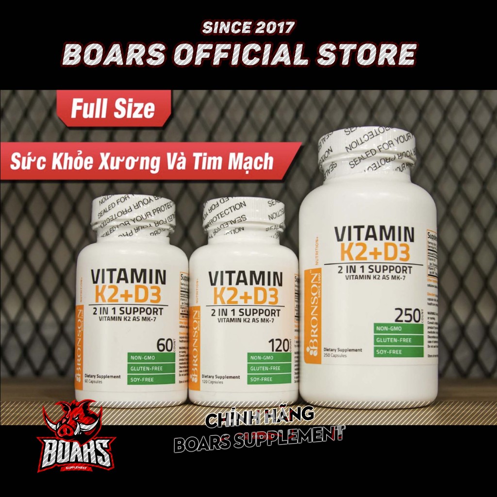 VITAMIN D3 K2 MK7 BRONSON HỖ TRỢ GIÚP XƯƠNG CHẮC KHỎE, TĂNG HÓC MÔN, ĐỀ KHÁNG, PHÁT TRIỂN CƠ BẮP