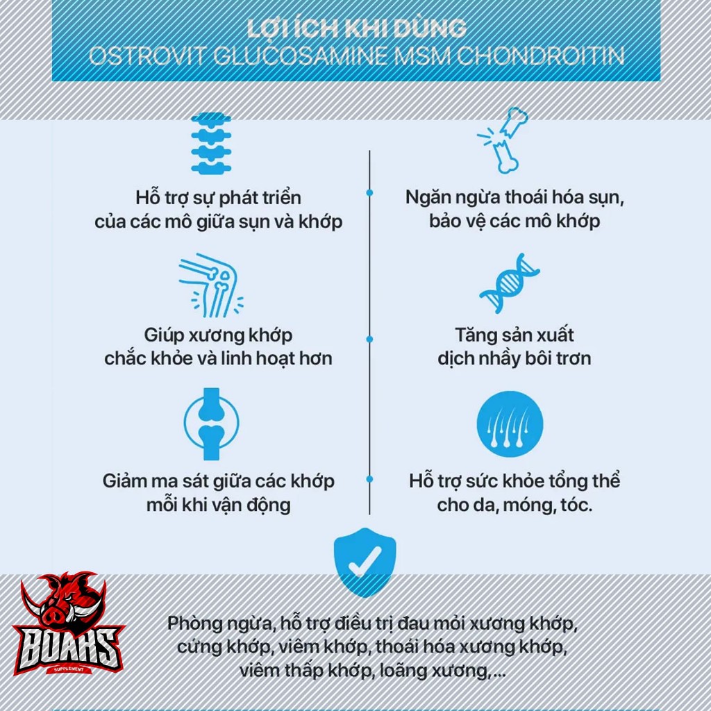 OSTROVIT GLUCOSAMINE MSM CHONDROITIN - TĂNG CƯỜNG SỨC KHOẺ XƯƠNG KHỚP HÀM LƯỢNG CAO 3 IN 1 (90 VIÊN)