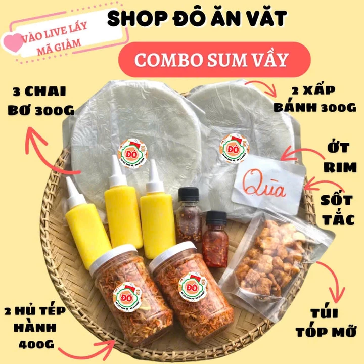 Combo Bánh Tráng Phơi Sương Muối Tép Hành Phi + Hủ Bơ Lớn (250g bánh) [ ăn văt shop đô]