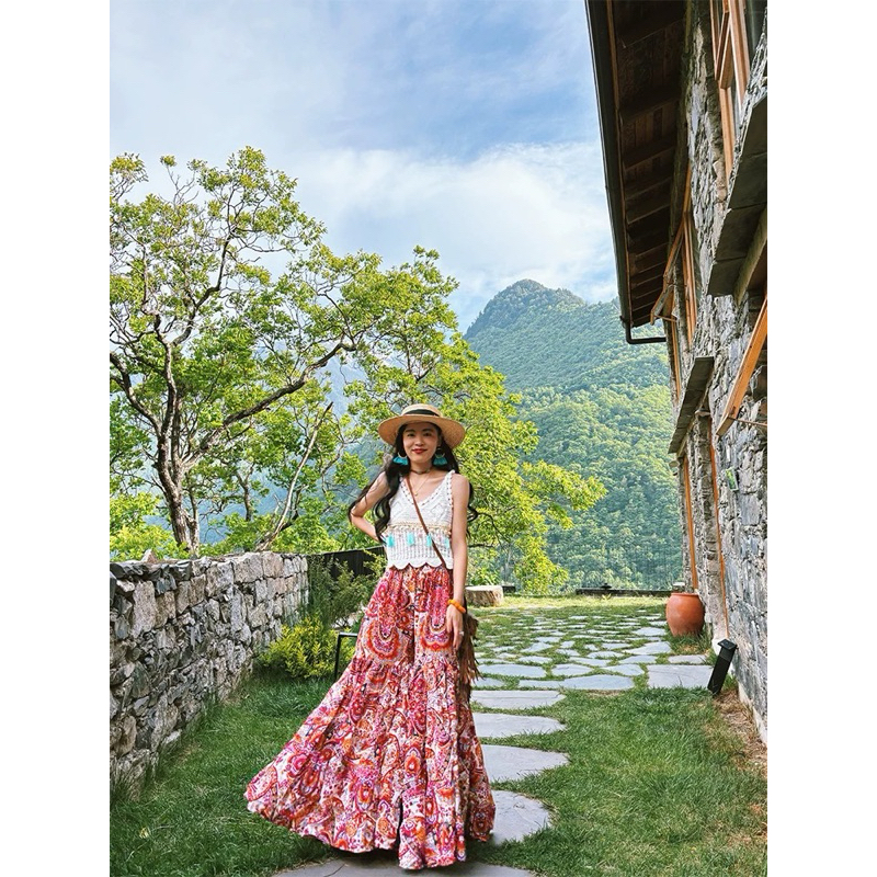 Quần Váy / Áo Lưới Style Bohemian Nữ Thời Trang Du Lịch Màu Trắng Mã Mới 1093