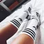 Tất thể thao nam nữ Hộp 5 đôi Cotton dày trắng sáng logo sắc nét hàng xuất dư Hộp quà tặng