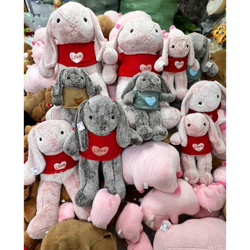Gấu bông ôm ngủ thỏ tai dài mặc áo len Thỏ bunny tai dài kích thước lớn làm quà tặng hay gấu ôm ngủ