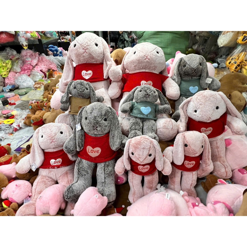 Gấu bông ôm ngủ thỏ tai dài mặc áo len Thỏ bunny tai dài kích thước lớn làm quà tặng hay gấu ôm ngủ