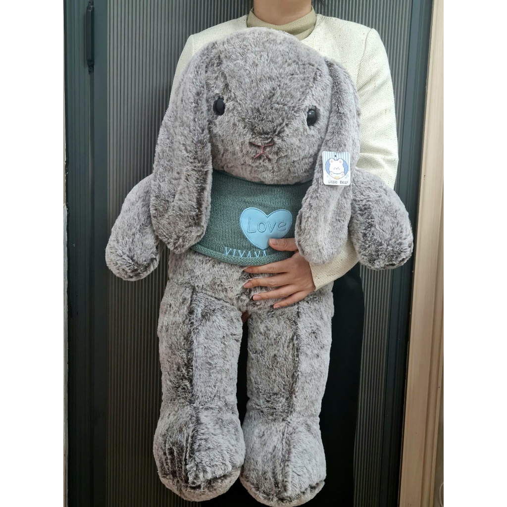 Gấu bông ôm ngủ thỏ tai dài mặc áo len Thỏ bunny tai dài kích thước lớn làm quà tặng hay gấu ôm ngủ