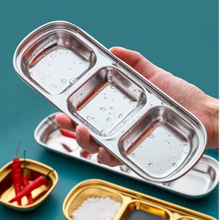 Khay đựng đồ inox304 cao cấp, khay đựng nước chấm, chén đựng gia vị nhiều ngăn
