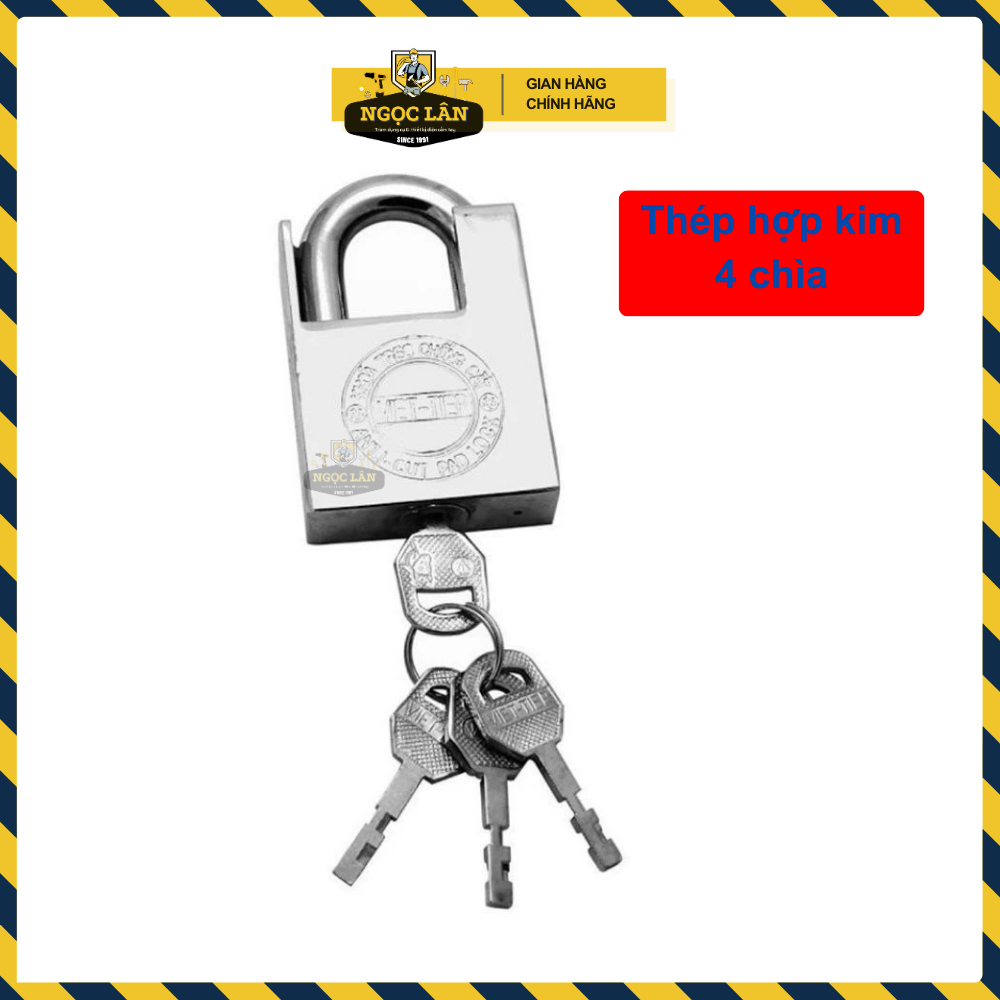 Khóa chống cắt Việt Tiệp 4 chìa khóa, xi trắng hàng chuẩn cầu phi 8mm, 10mm, 12mm an toàn chống trộm