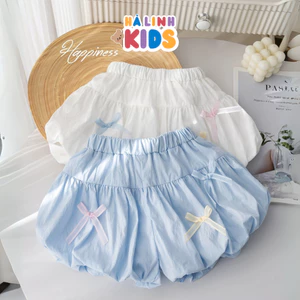Chân Váy Bí Phối Nơ Cho Bé Gái 8-34kg Chất Mềm Mại An Toàn Cho Bé Đi Chơi Đi Tiệc