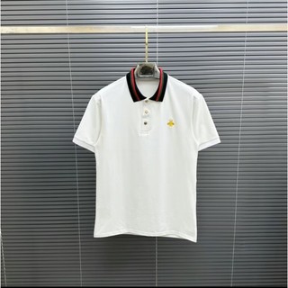Áo thun polo nam cổ dệt bo vãi co dãn khuy nút vàng thêu ong vàng trước ngực nổi bật .