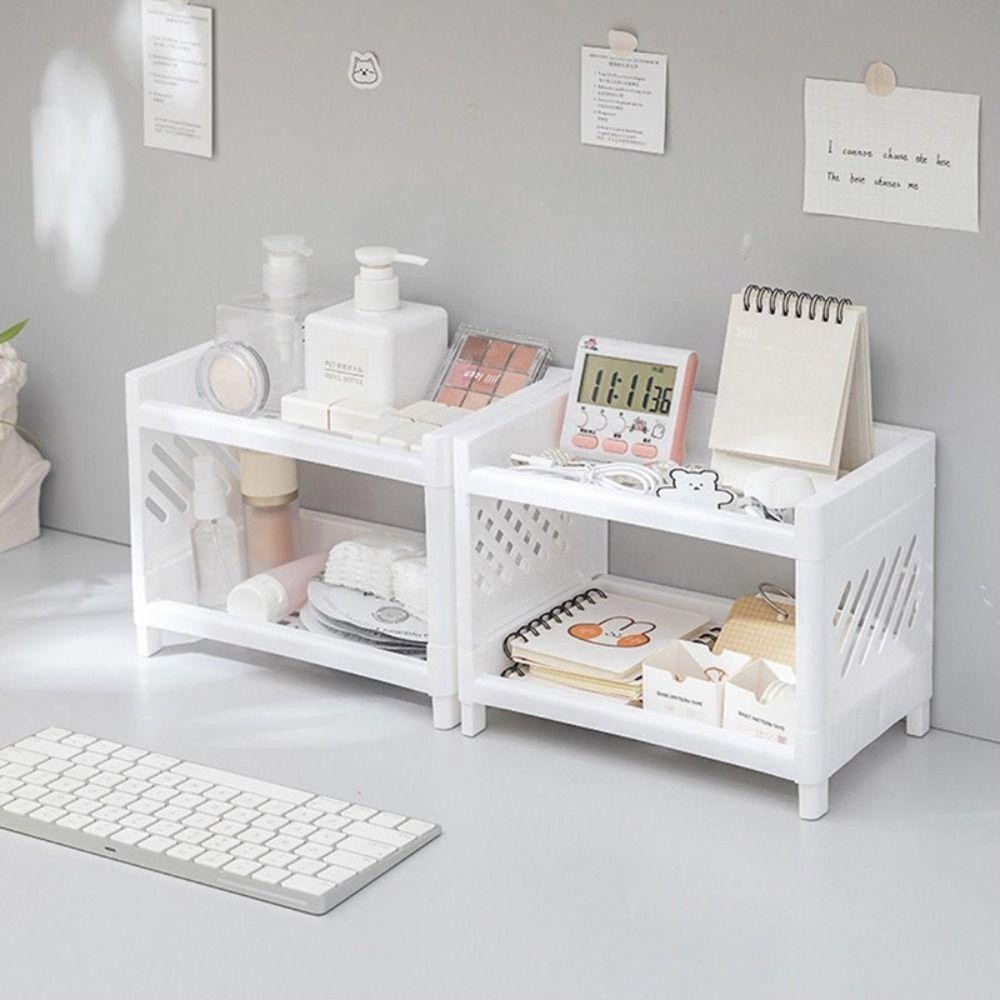 Kệ Nhựa Hai Tầng Sắp Xếp Gọn Gàng Để Bàn 2 Tầng - Kệ Nhựa Mini để bàn, Giá sách và kệ để phụ kiện