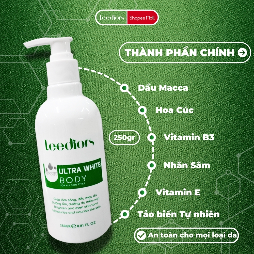 Ảnh Kem body Dưỡng Trắng da - Ultral White Body Leediors Nâng tone Trắng sáng Tự nhiên, Không bết dính 3