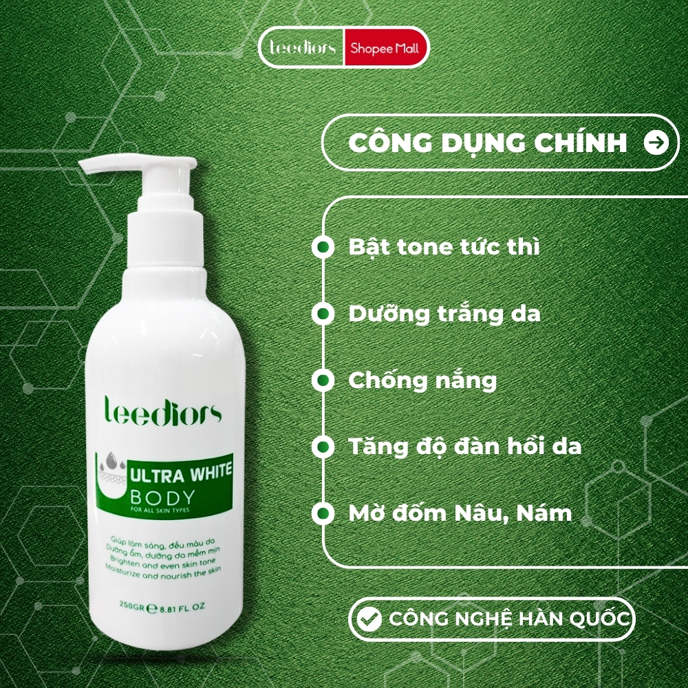Ảnh Kem body Dưỡng Trắng da - Ultral White Body Leediors Nâng tone Trắng sáng Tự nhiên, Không bết dính 2