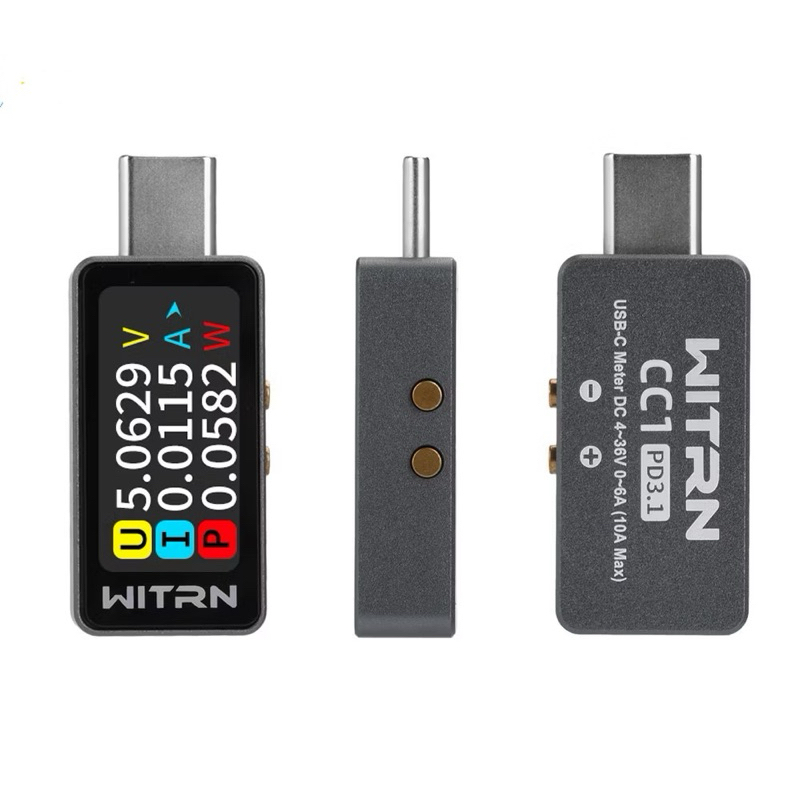WITRN CC1, màn hình màu 0.96inch IPS Đa Năng Ampe Kế Điện Áp USB Type-C Sạc Điện Thoại Đo Dòng Điện Hai Chiều